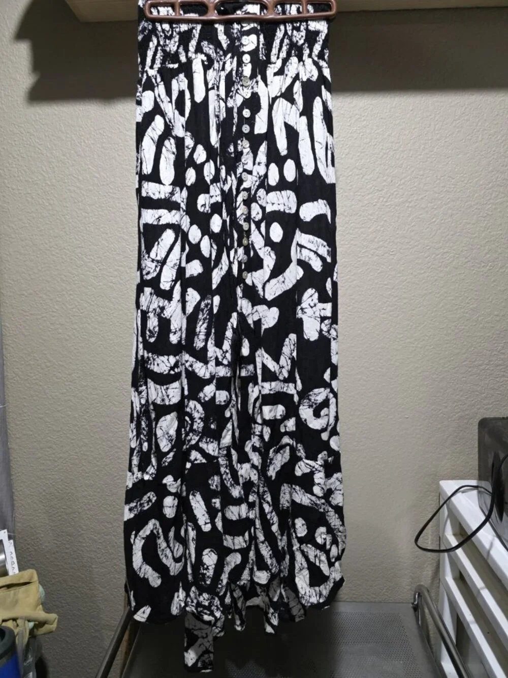 Haute Hippie Black Cream Patterned Boho Flowy Maxi Skirt Women Small Whimsical